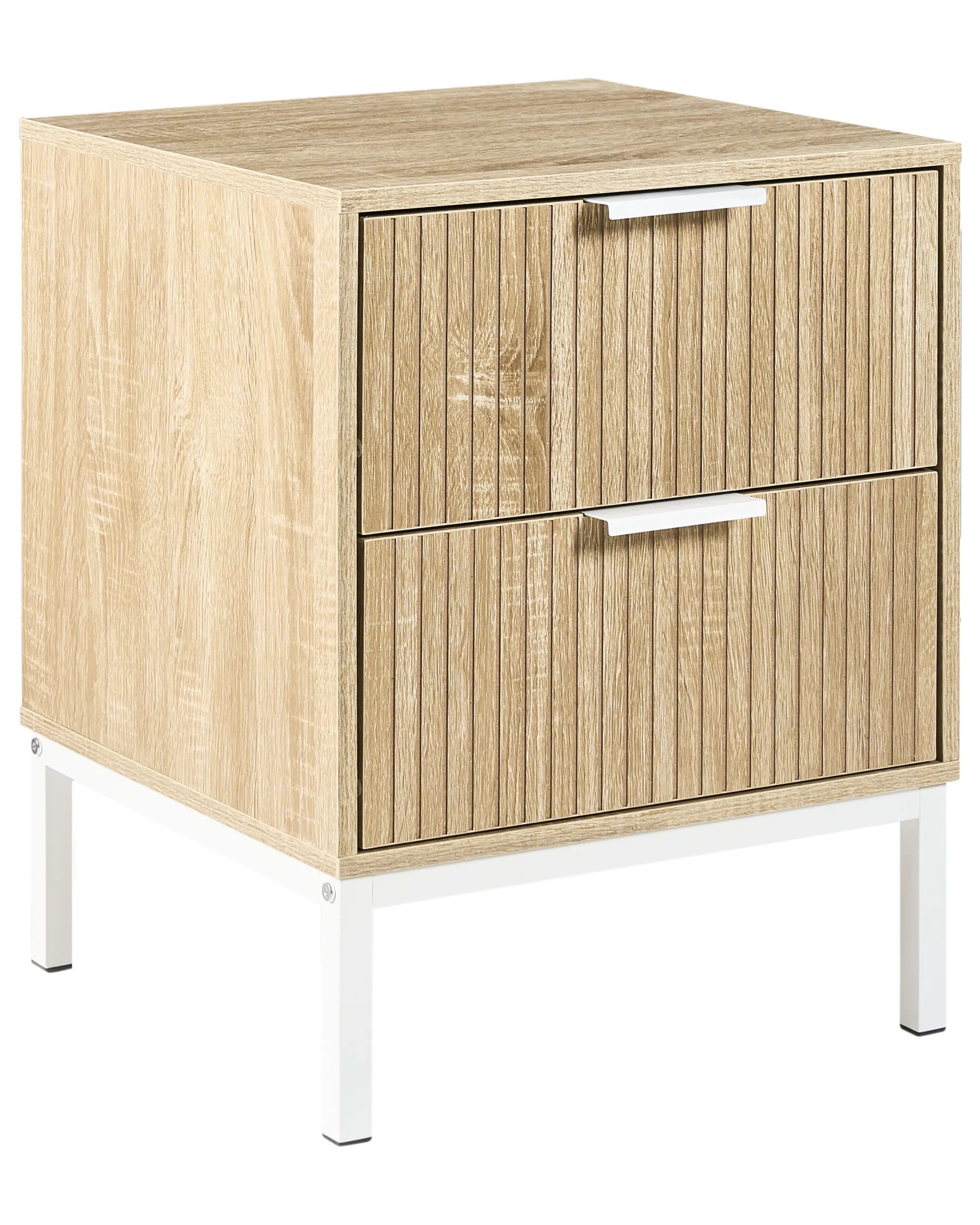 2 Drawer Bedside Table ROYALLA Light Brown