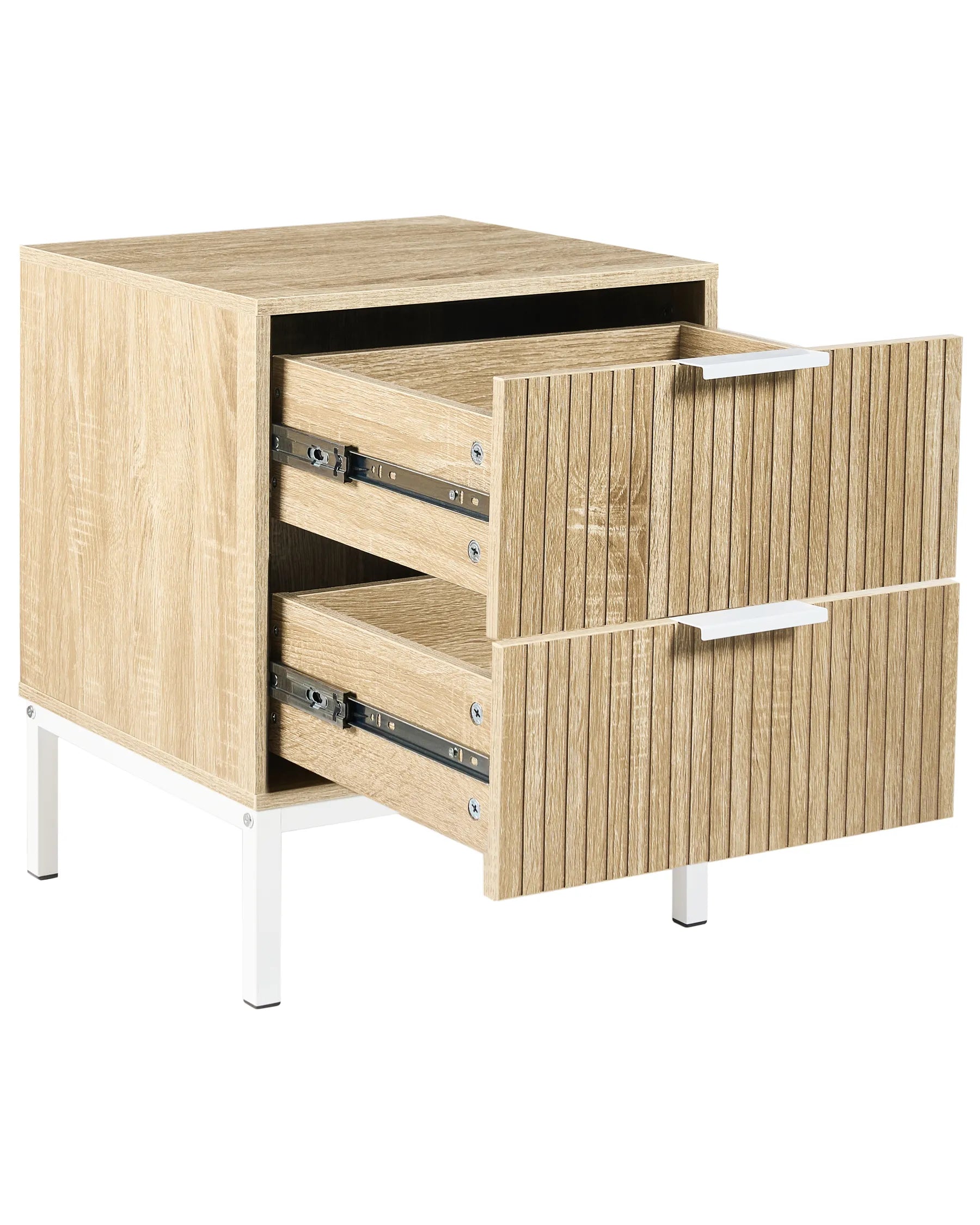 2 Drawer Bedside Table ROYALLA Light Brown