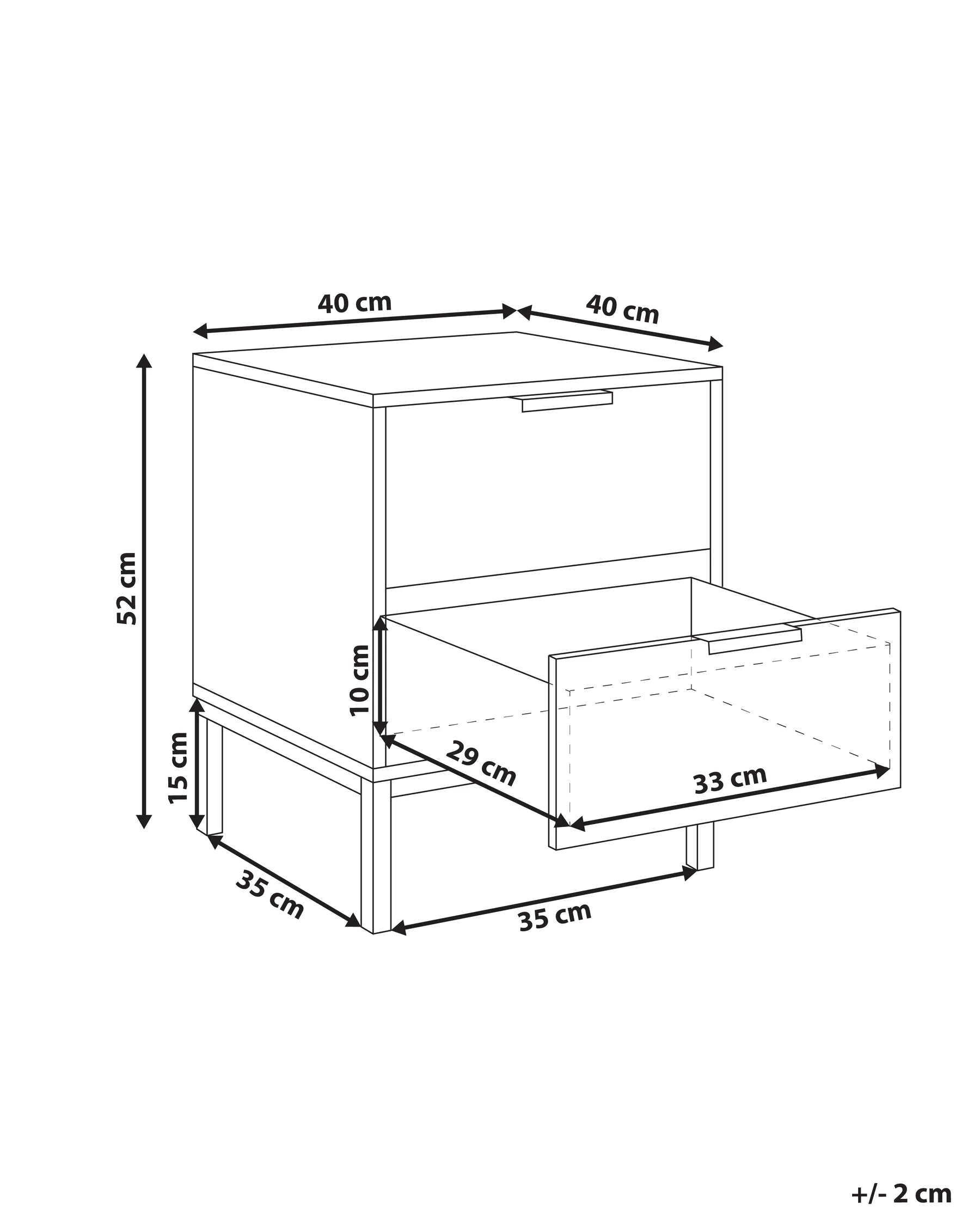 2 Drawer Bedside Table ROYALLA Light Brown