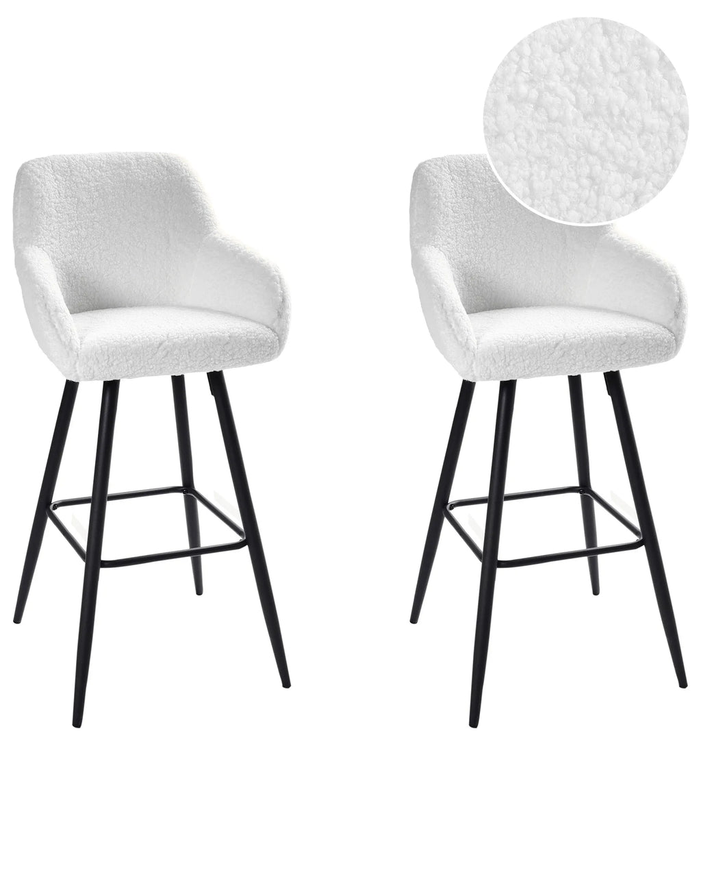 Set of 2 Bar Chairs CASMALIA Boucle Off-White