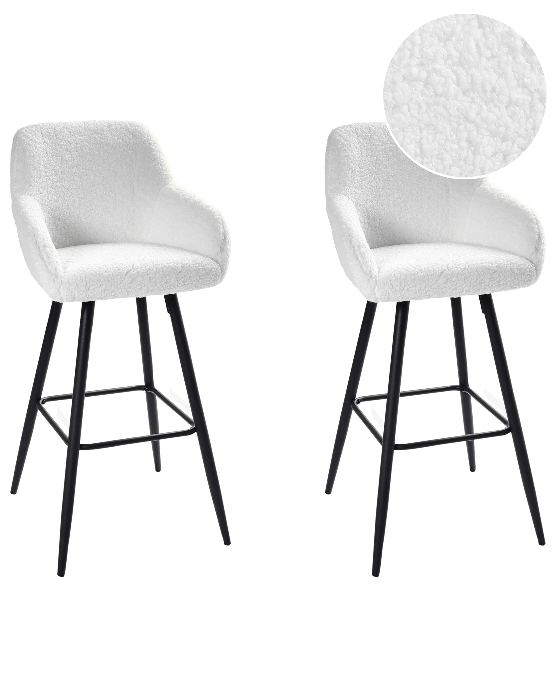 Set of 2 Bar Chairs CASMALIA Boucle Off-White