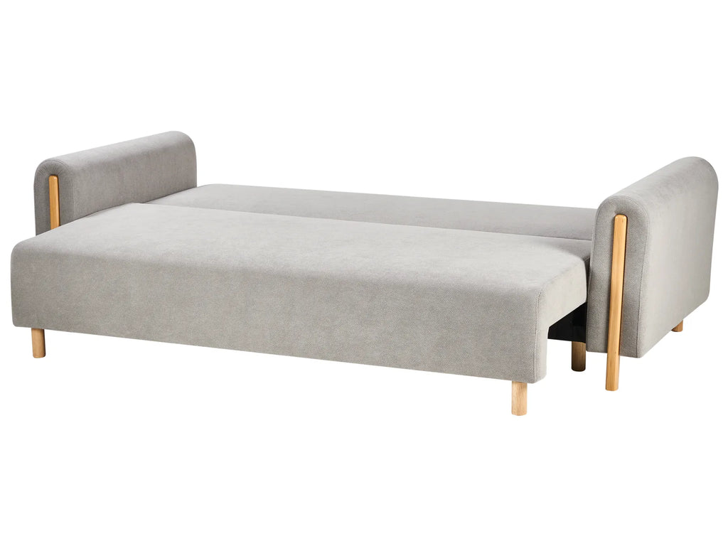 Sofa Bed 3 Seater KVAM Fabric Grey with Storage