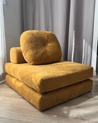 Single Sofa Bed OLDEN Fabric Mustard