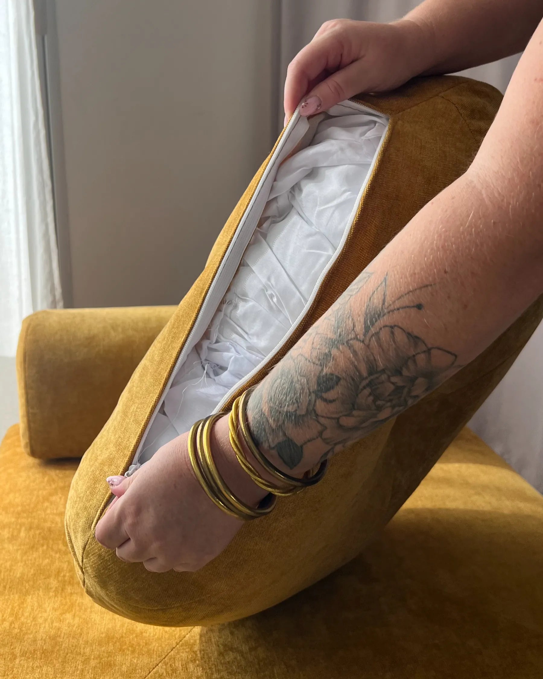 Single Sofa Bed OLDEN Fabric Mustard