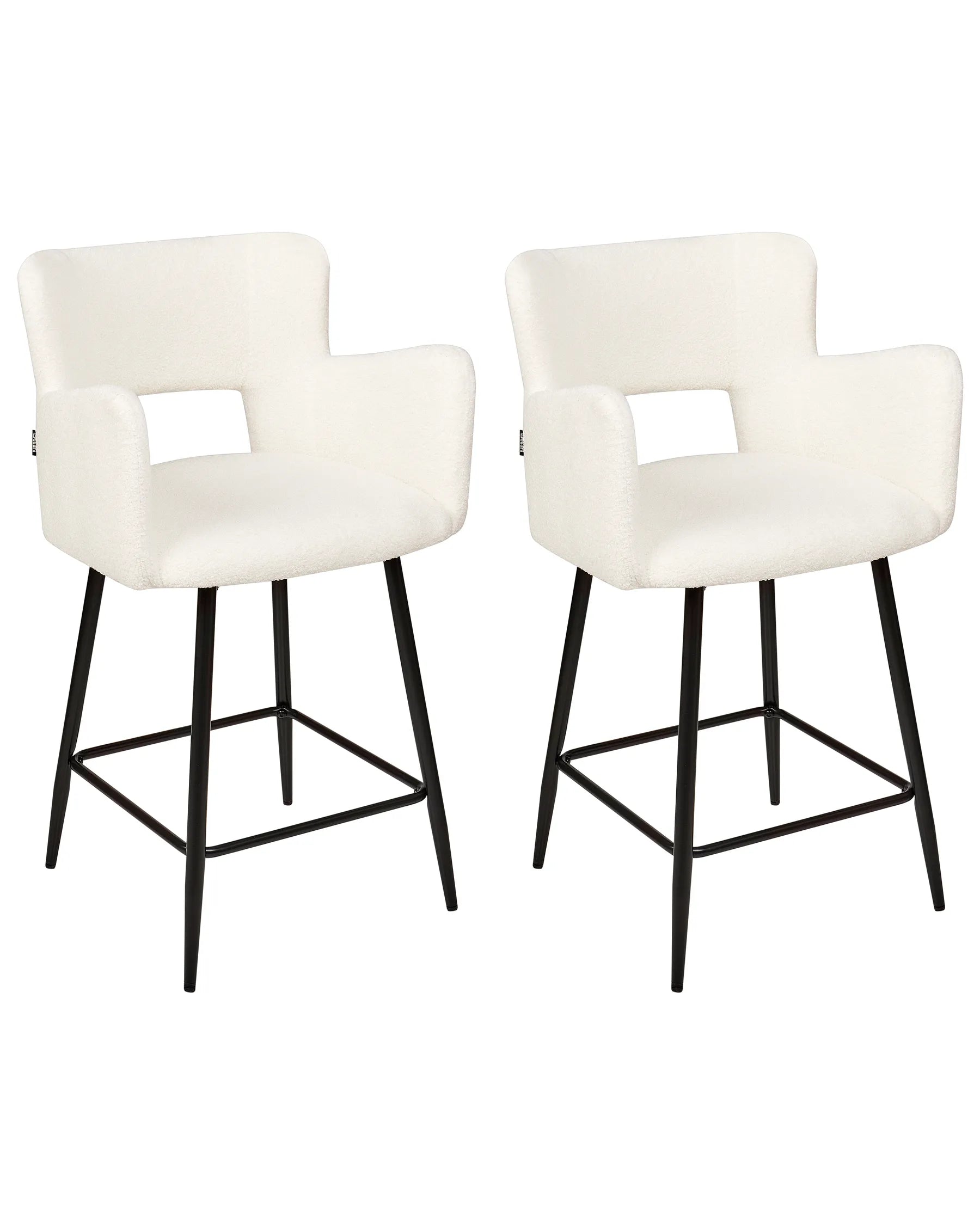 Set of 2 Bar Chairs SANILAC Boucle Off-White