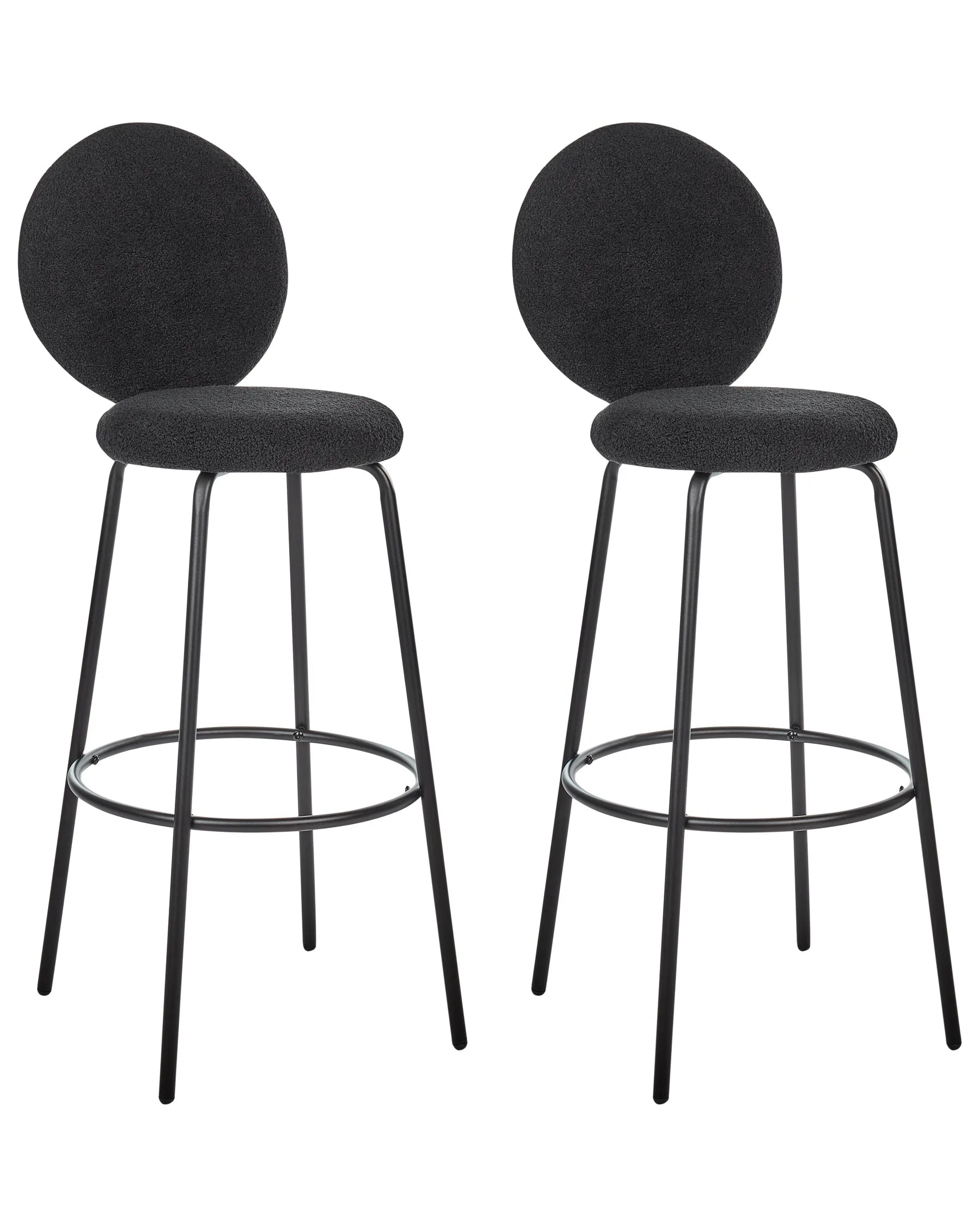 Set of 2 Bar Chairs EMERY Boucle Black
