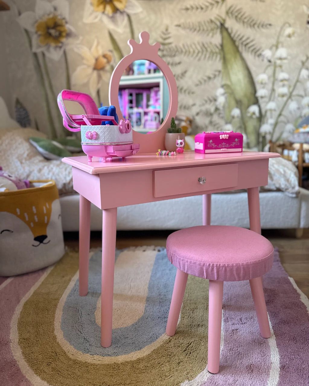 Kids Vanity Table with Stool MARGIE Pink