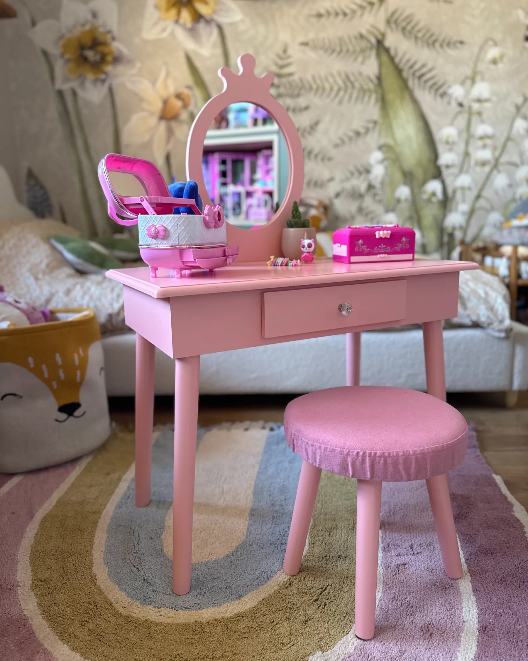Kids Vanity Table with Stool MARGIE Pink