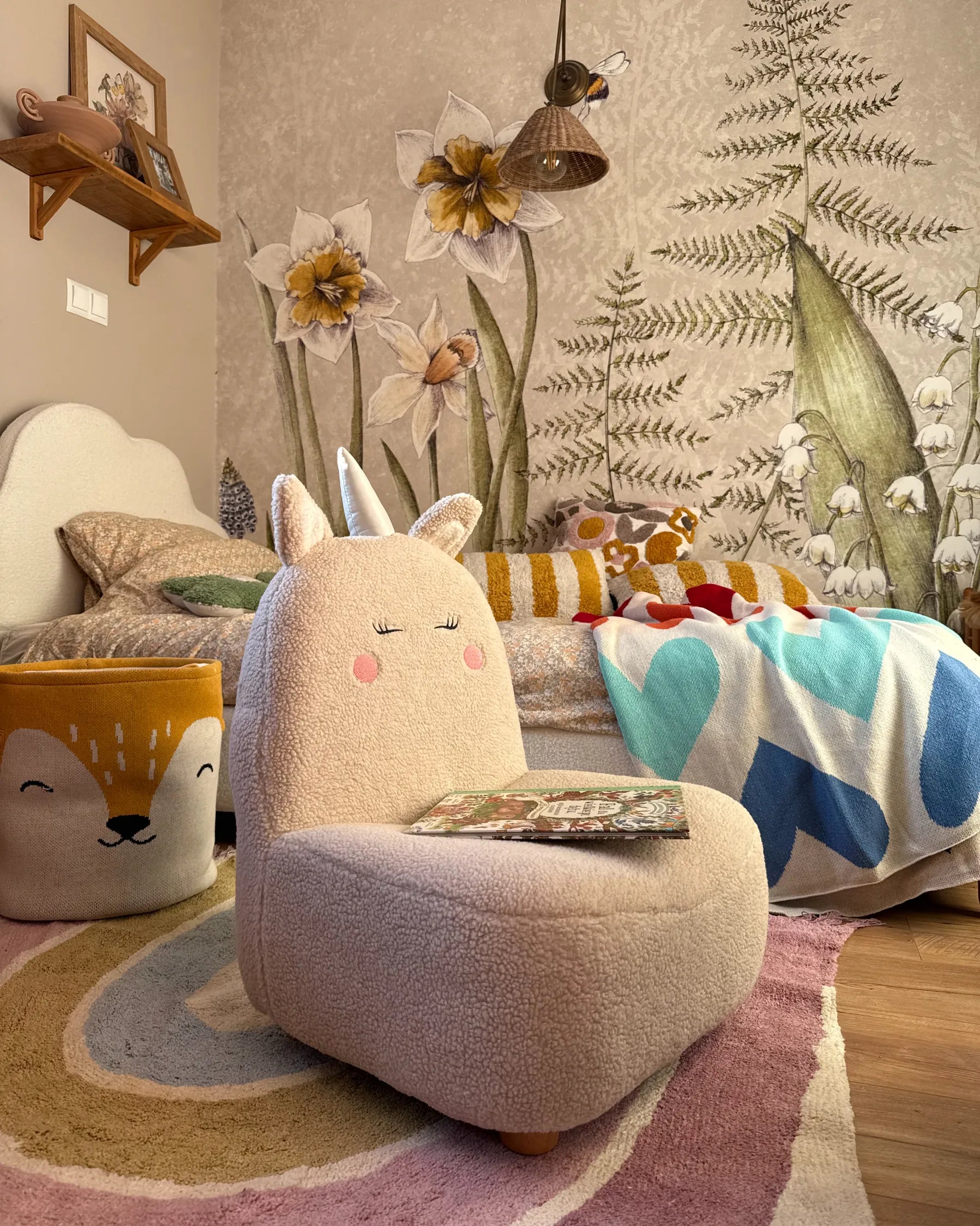 Kids Armchair Unicorn LULEA Boucle Light Beige