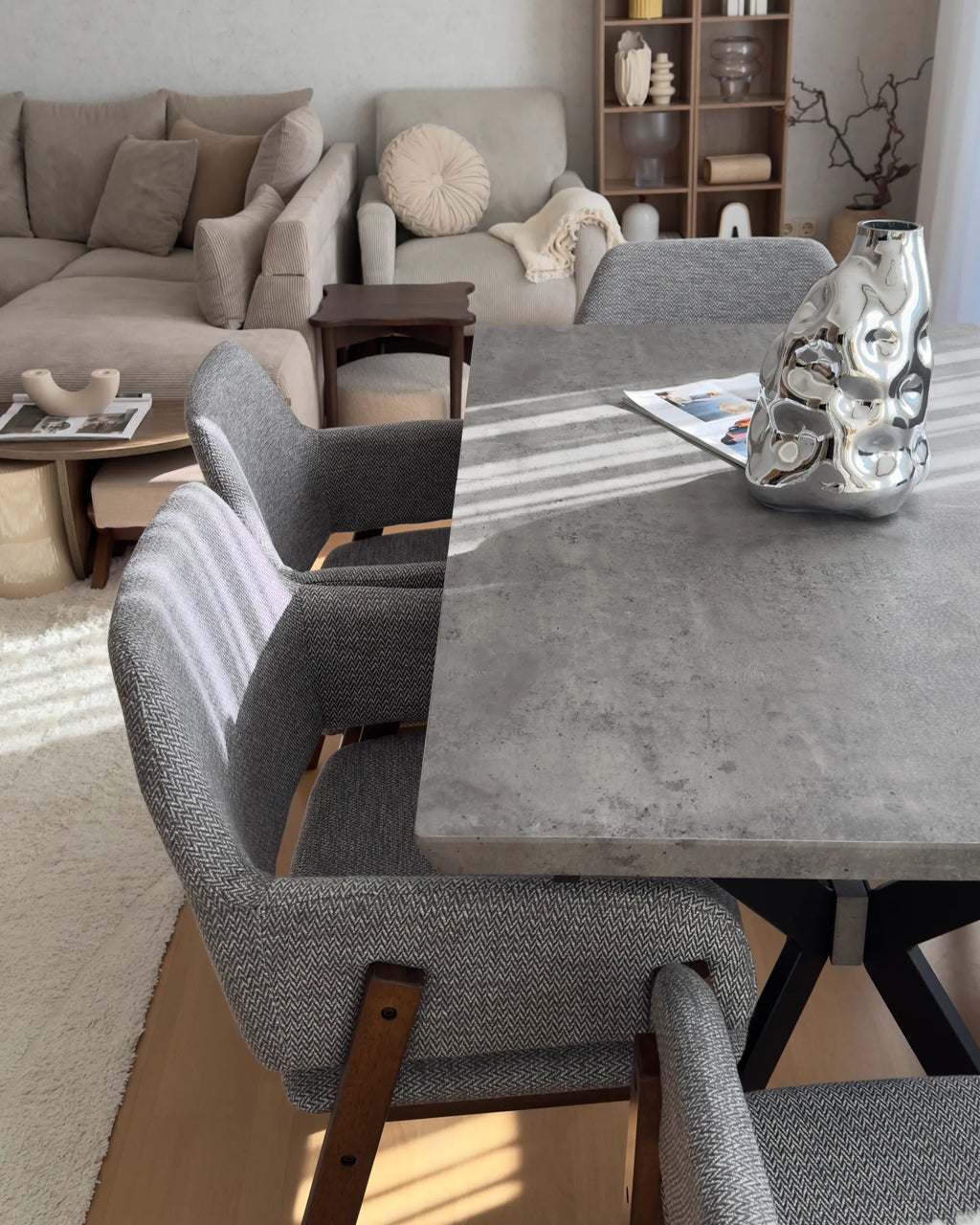 Extending Dining Table BENSON Light Grey 140/180 cm 80 cm