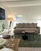 Sofa Bed 3 Seater KRAMA Fabric Brown with Storage