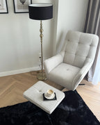 Swivel Armchair MOLLE II with Footstool Fabric Light Beige