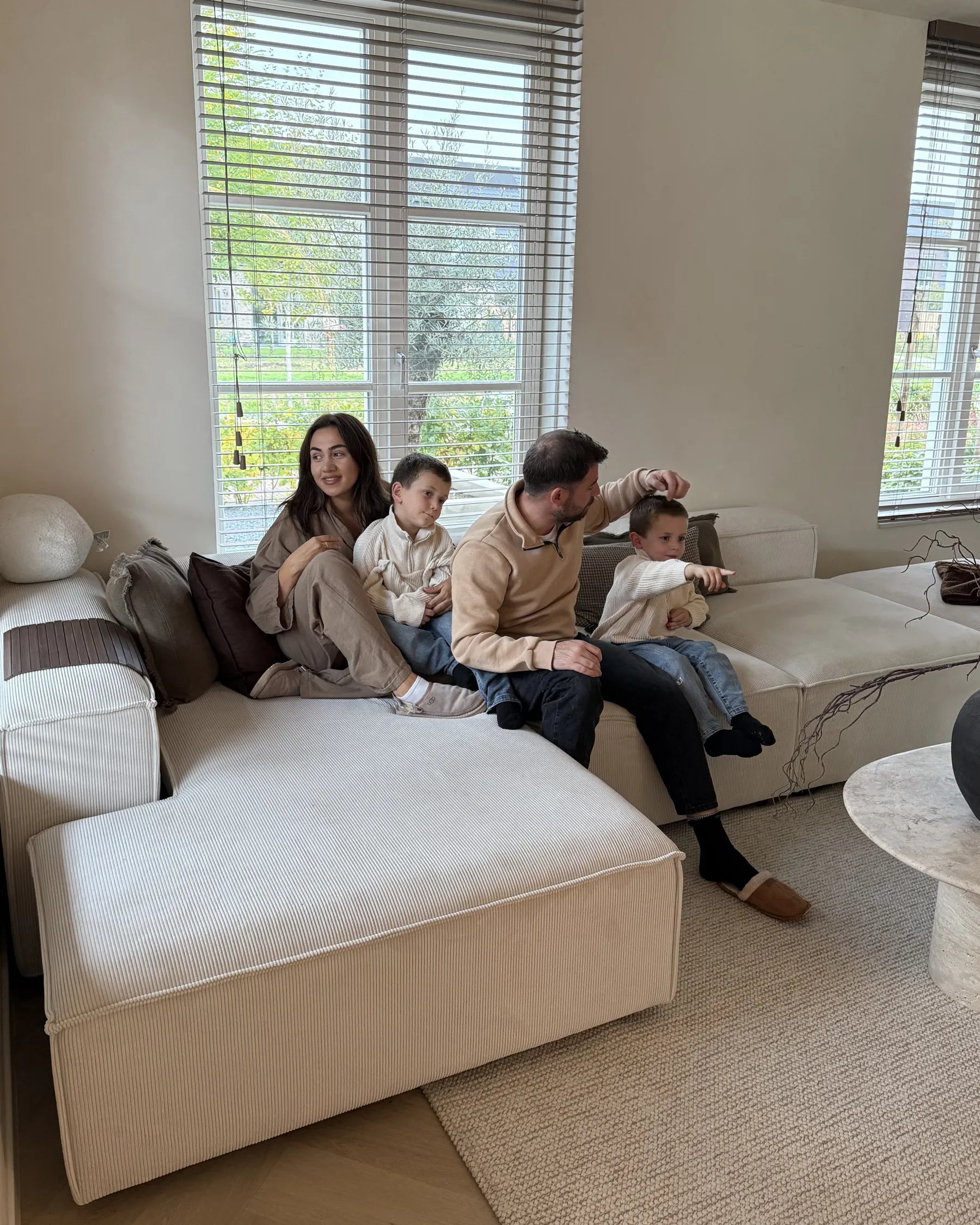 Chaise Lounge ARDAL Corduroy Off-White Right Hand