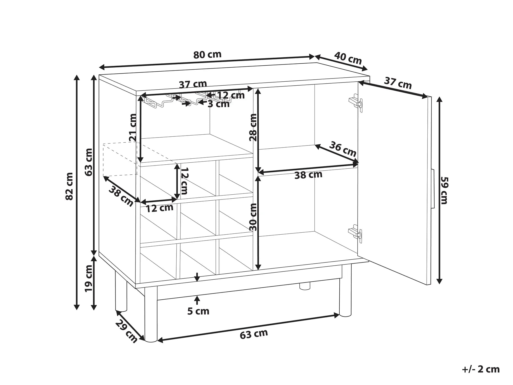 Wine Cabinet COSTELLO Light Brown