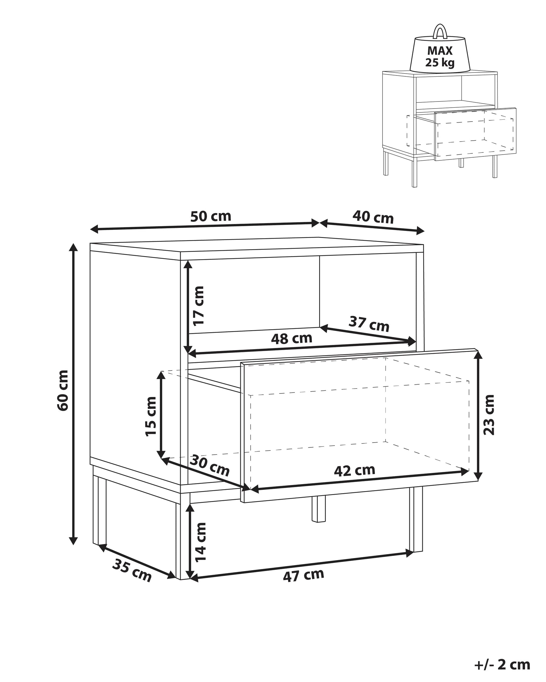 1 Drawer Bedside Table CARAQUET Dark Brown