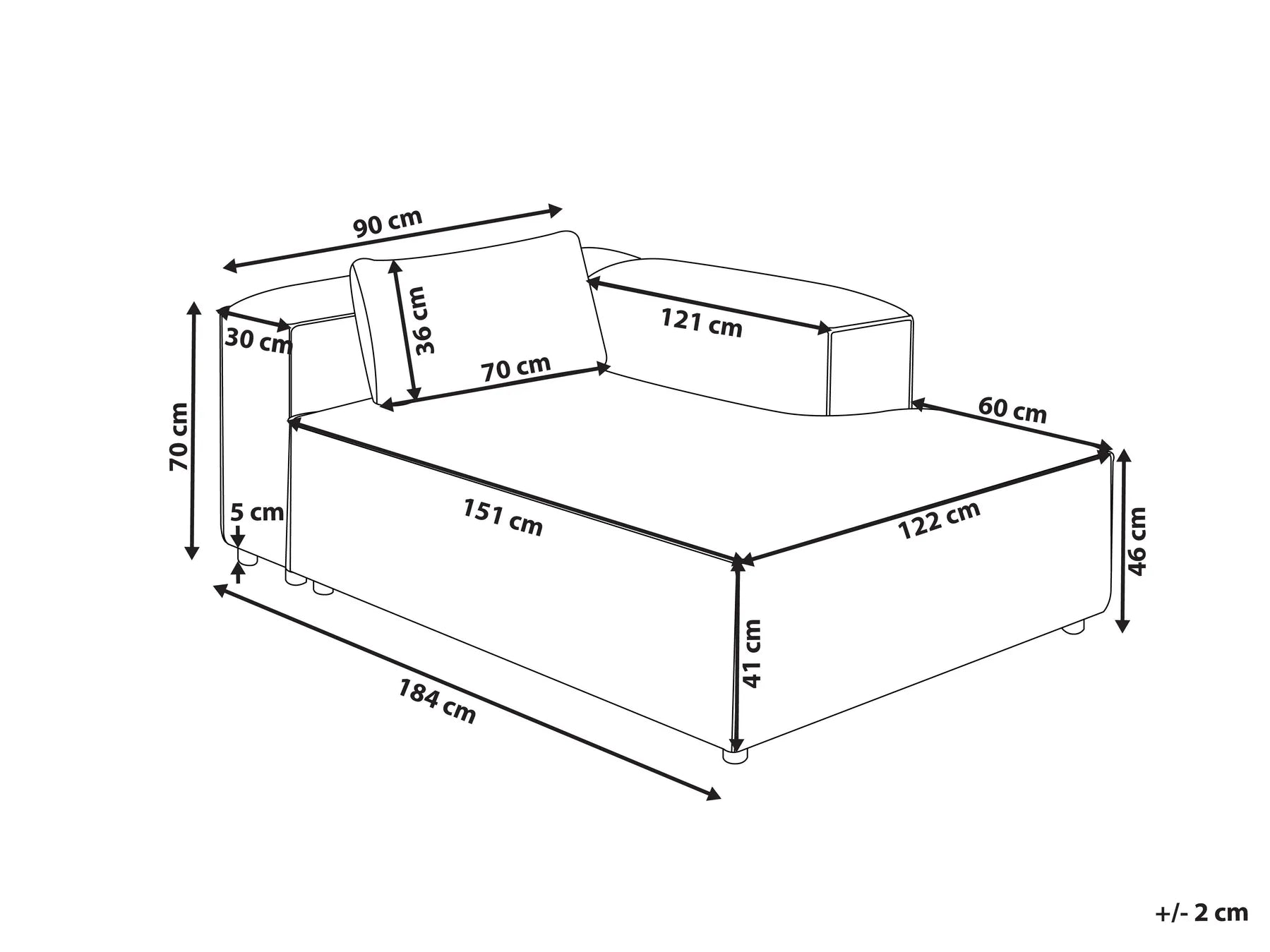 Left-Hand Chaise Lounge BRANDE Fabric Light Green