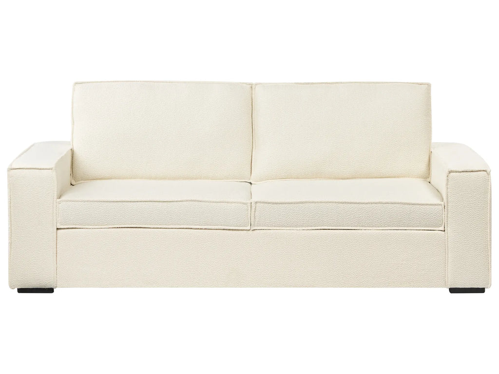 Sofa Bed 3 Seater VUOKATTI Boucle Off-White