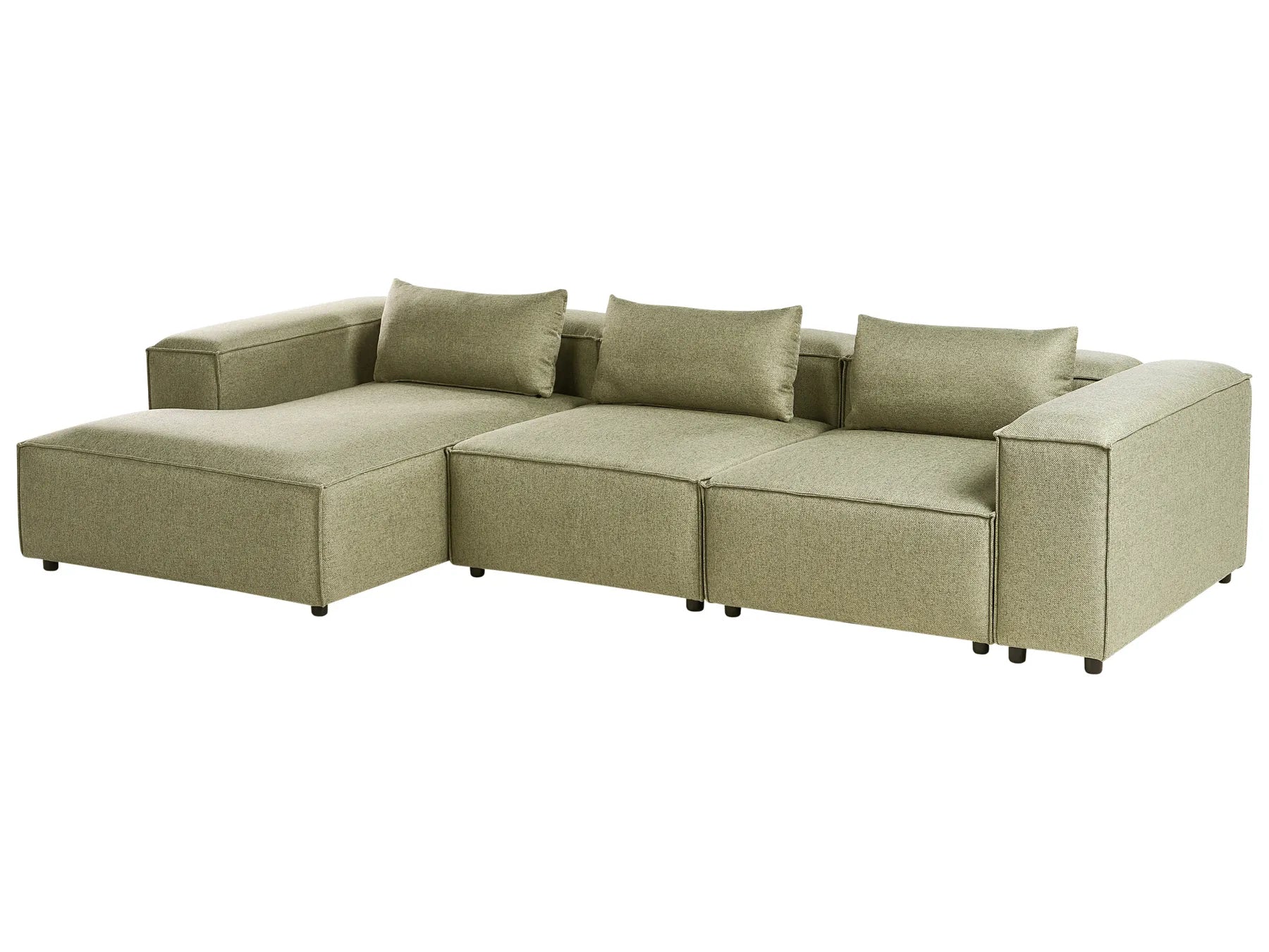 Modular Corner Sofa 4 Seater BRANDE Light Green Right Hand