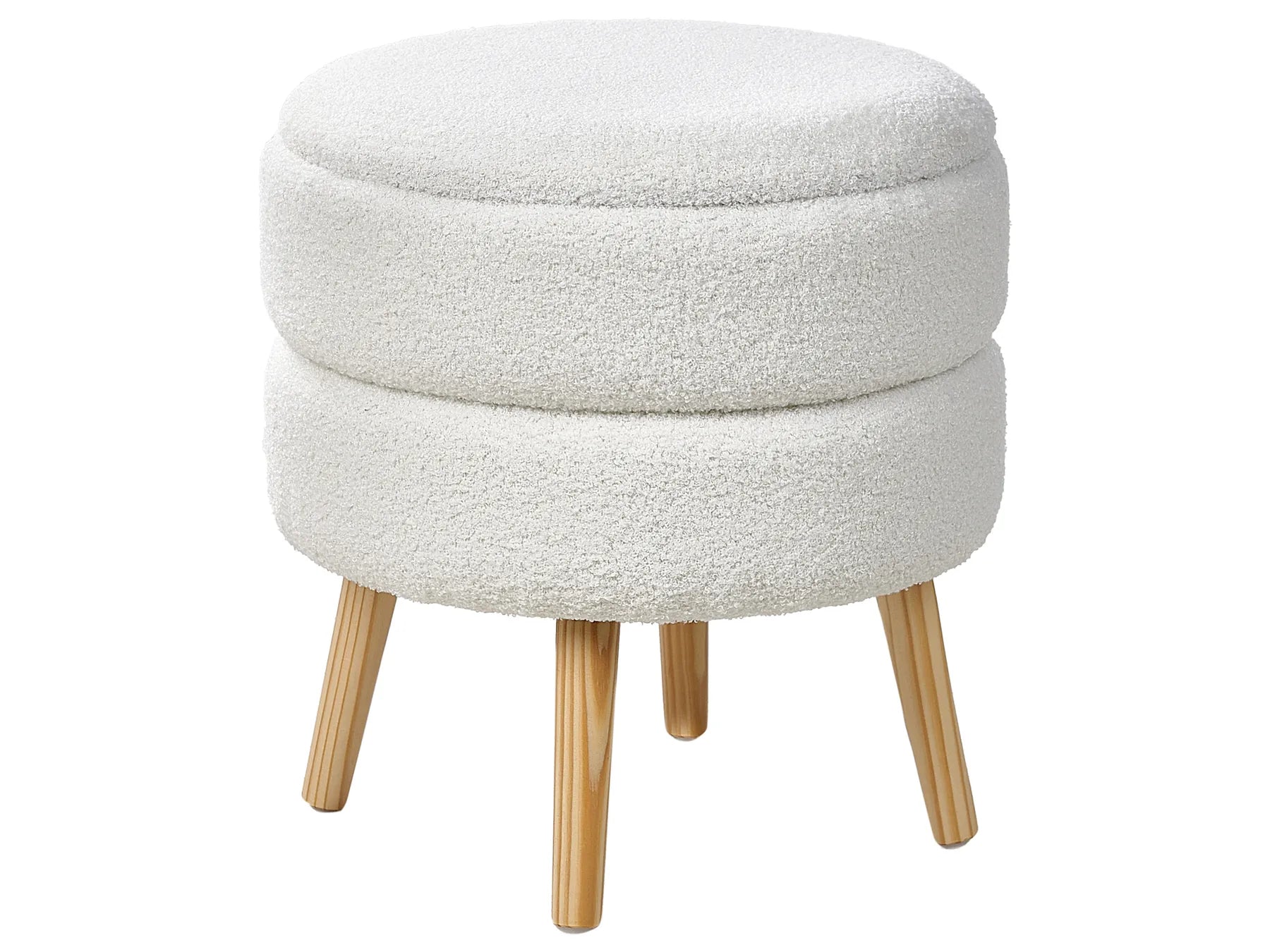 Storage Stool OKATON Boucle White