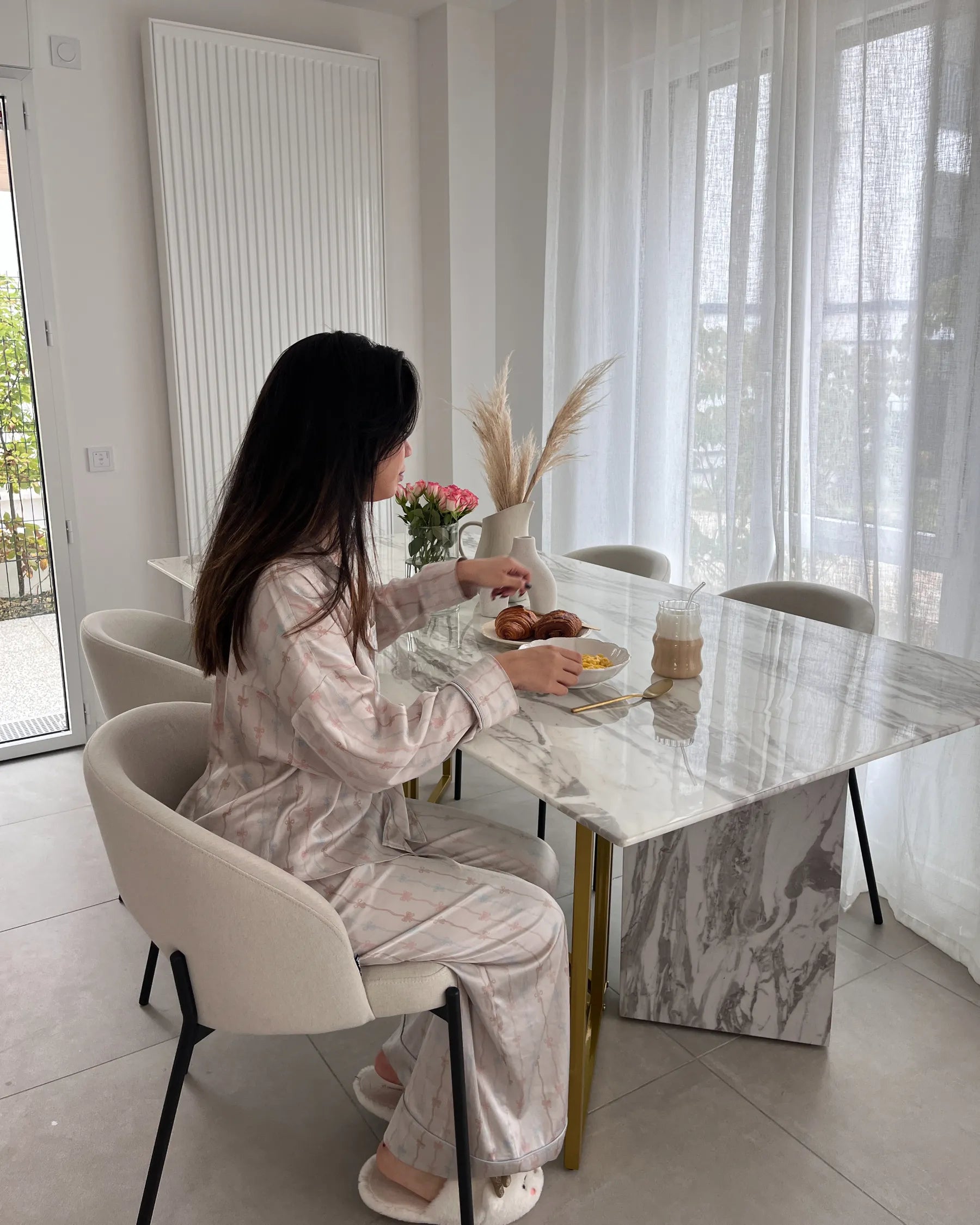 Dining Table CALCIO White Marble 200 cm 100 cm