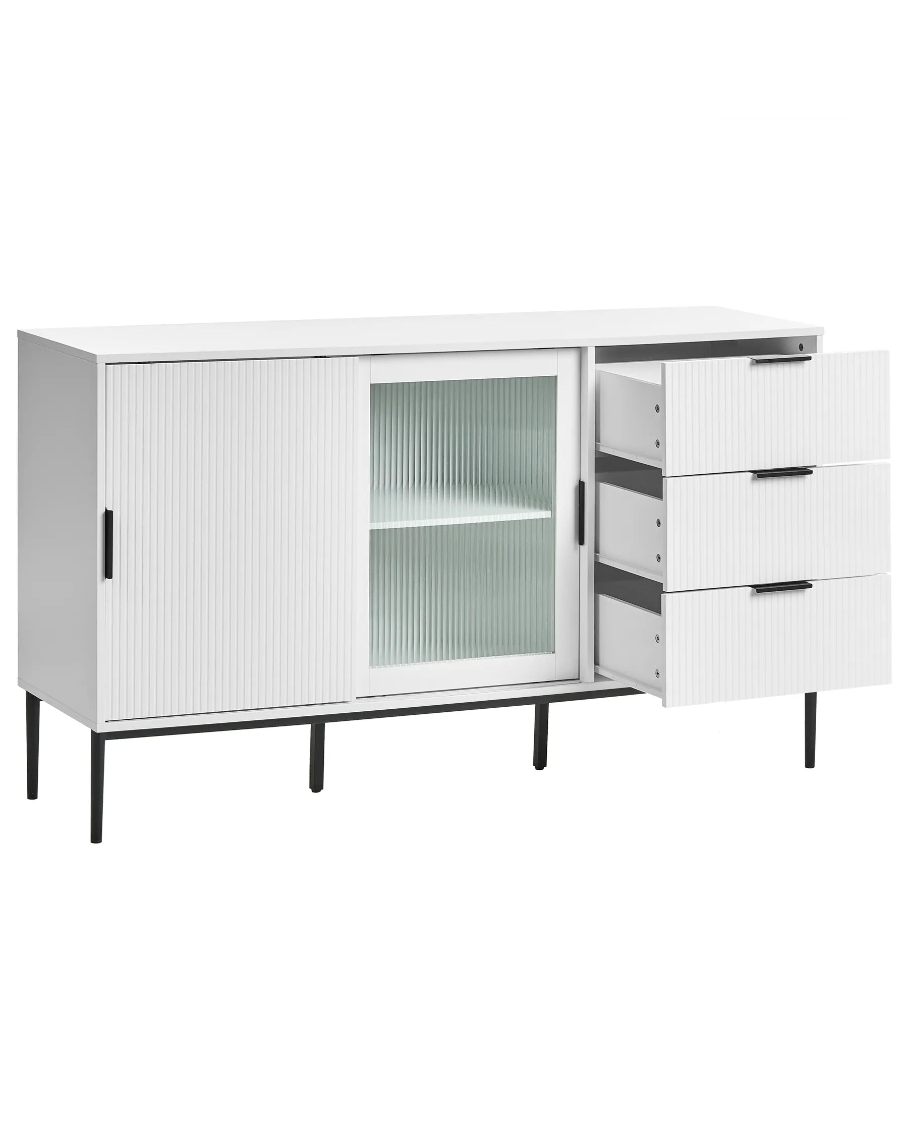 Glass Display Sideboard LEDUC White