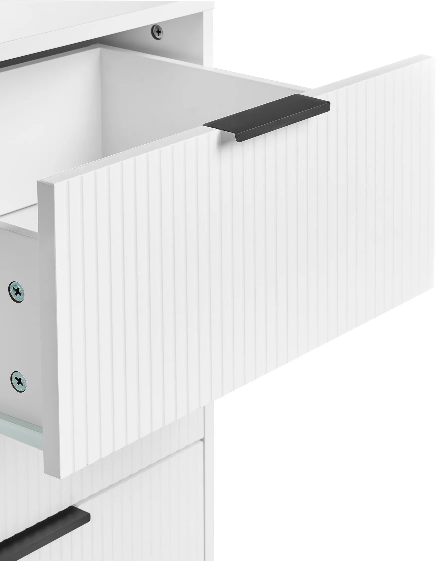 Glass Display Sideboard LEDUC White