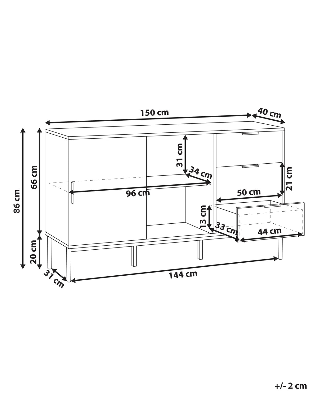 Glass Display Sideboard LEDUC White