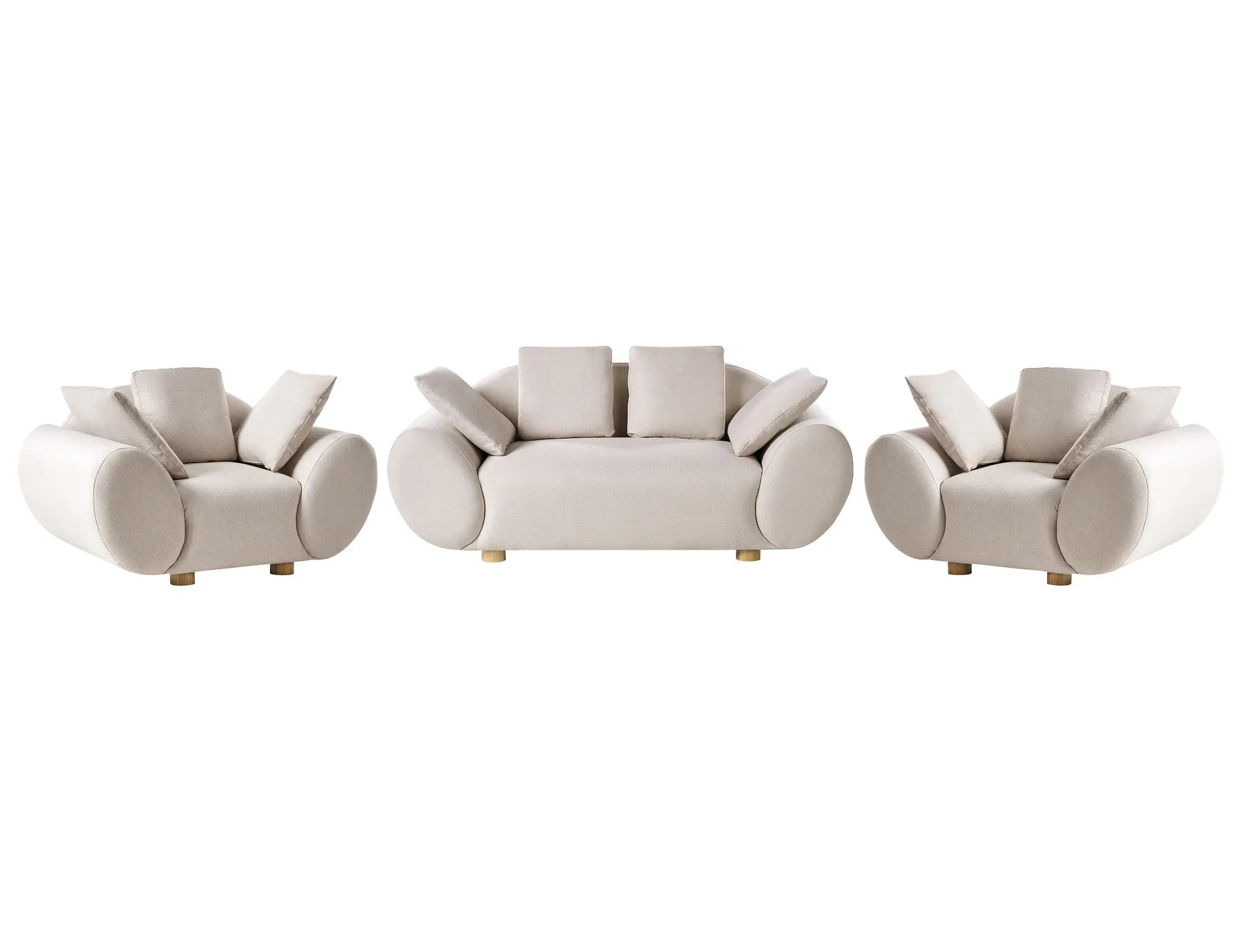 Living Room Set 4 Seater RINGEL Fabric Light Beige