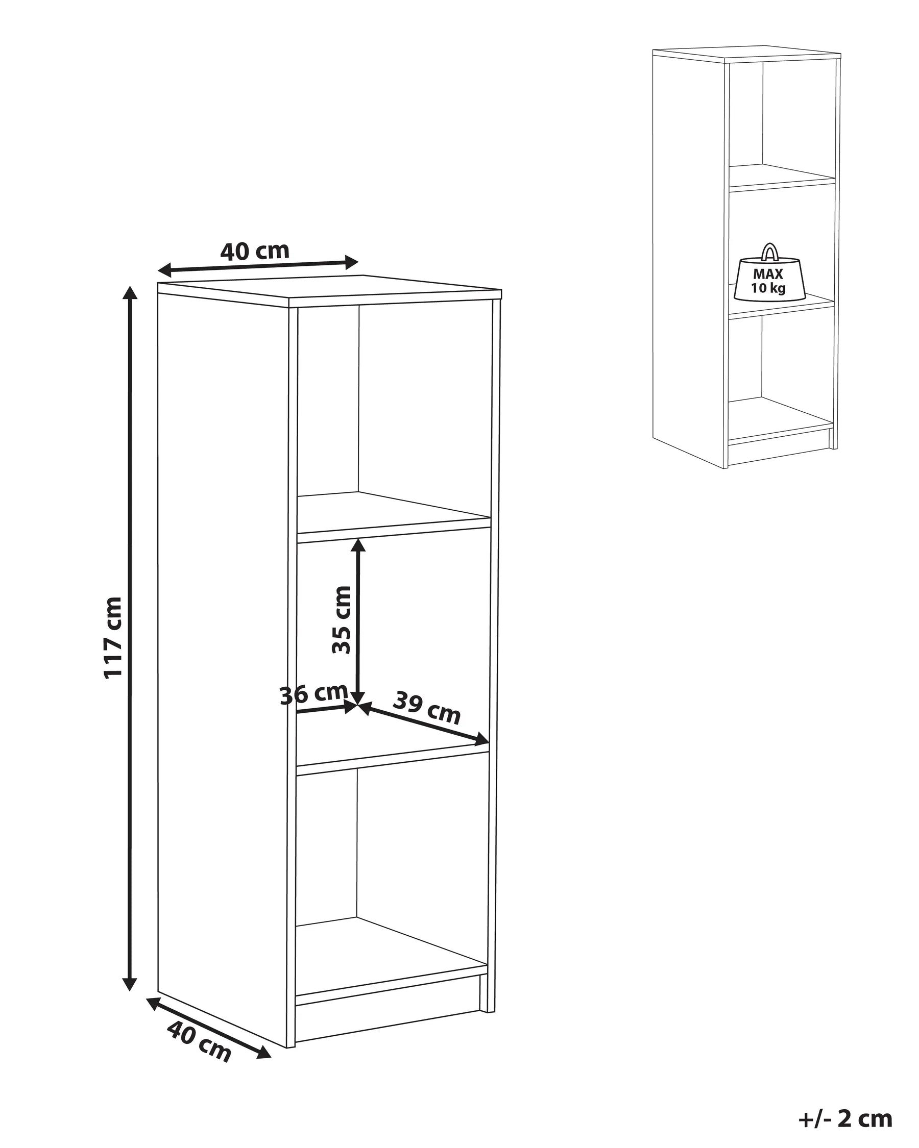 3 Tier Bookcase ZEHNA 117 cm White