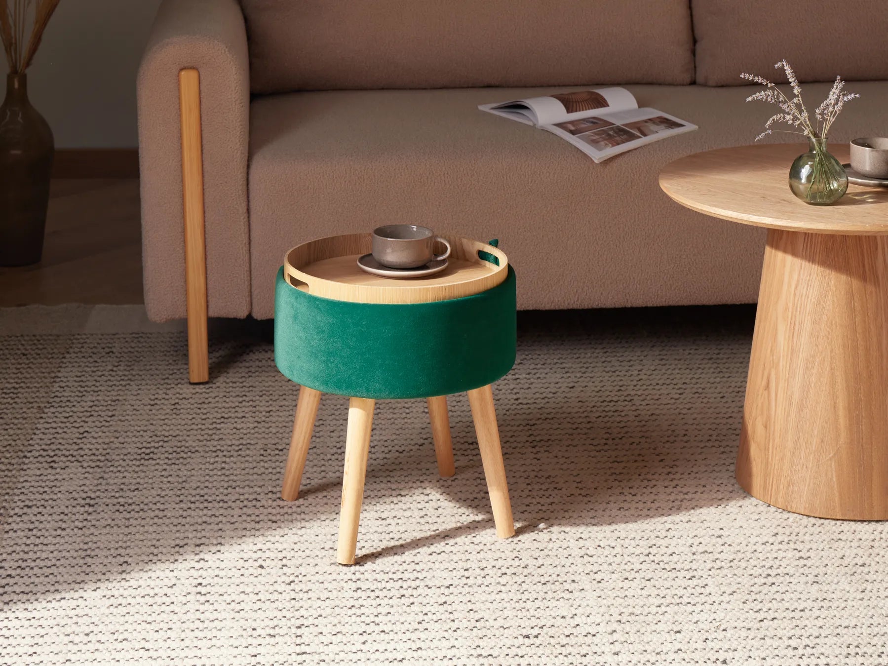 Storage Stool NEELY Velvet Emerald Green