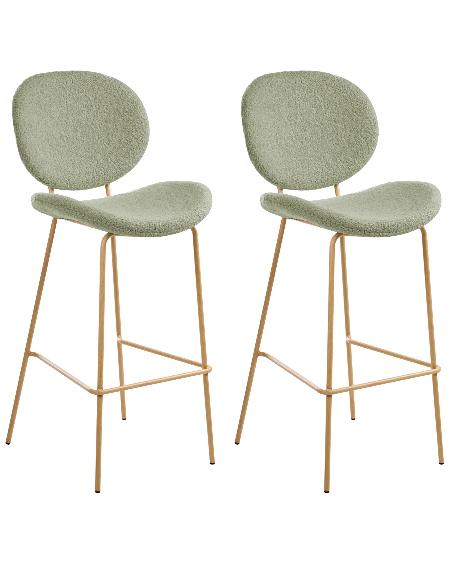 Set of 2 Bar Chairs LUANA Boucle Light Green