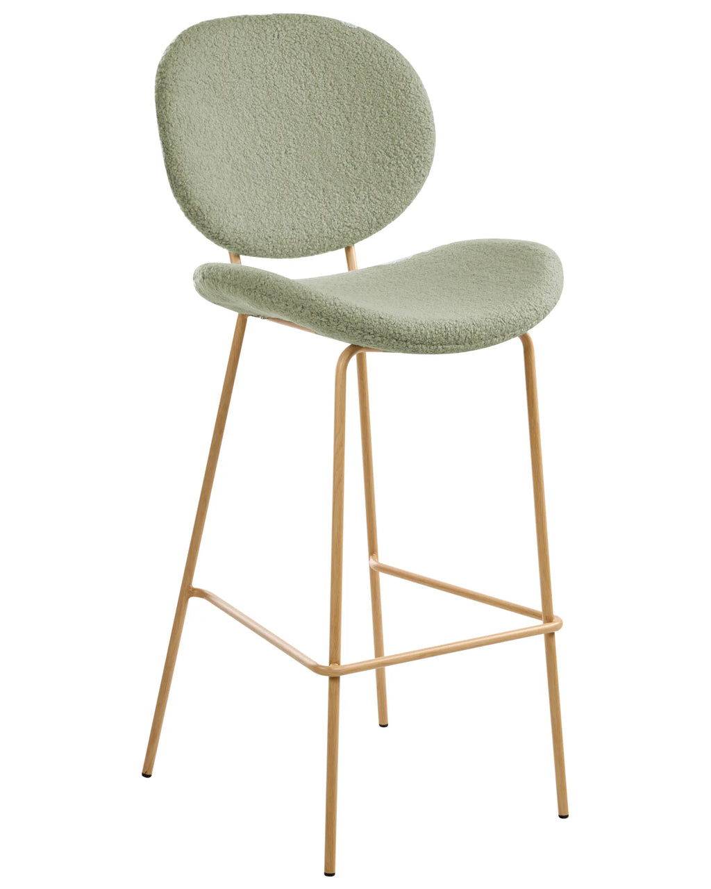 Set of 2 Bar Chairs LUANA Boucle Light Green