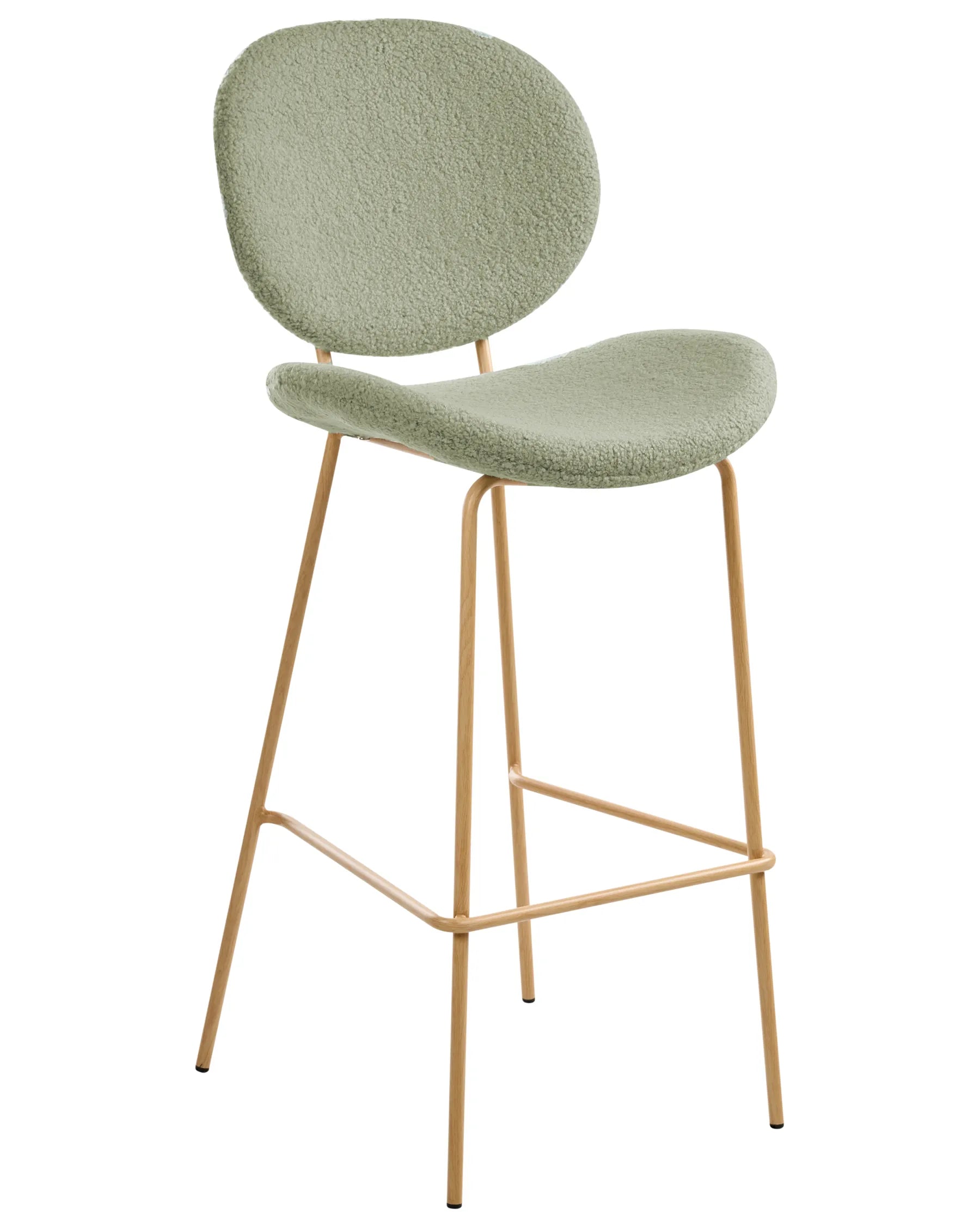 Set of 2 Bar Chairs LUANA Boucle Light Green