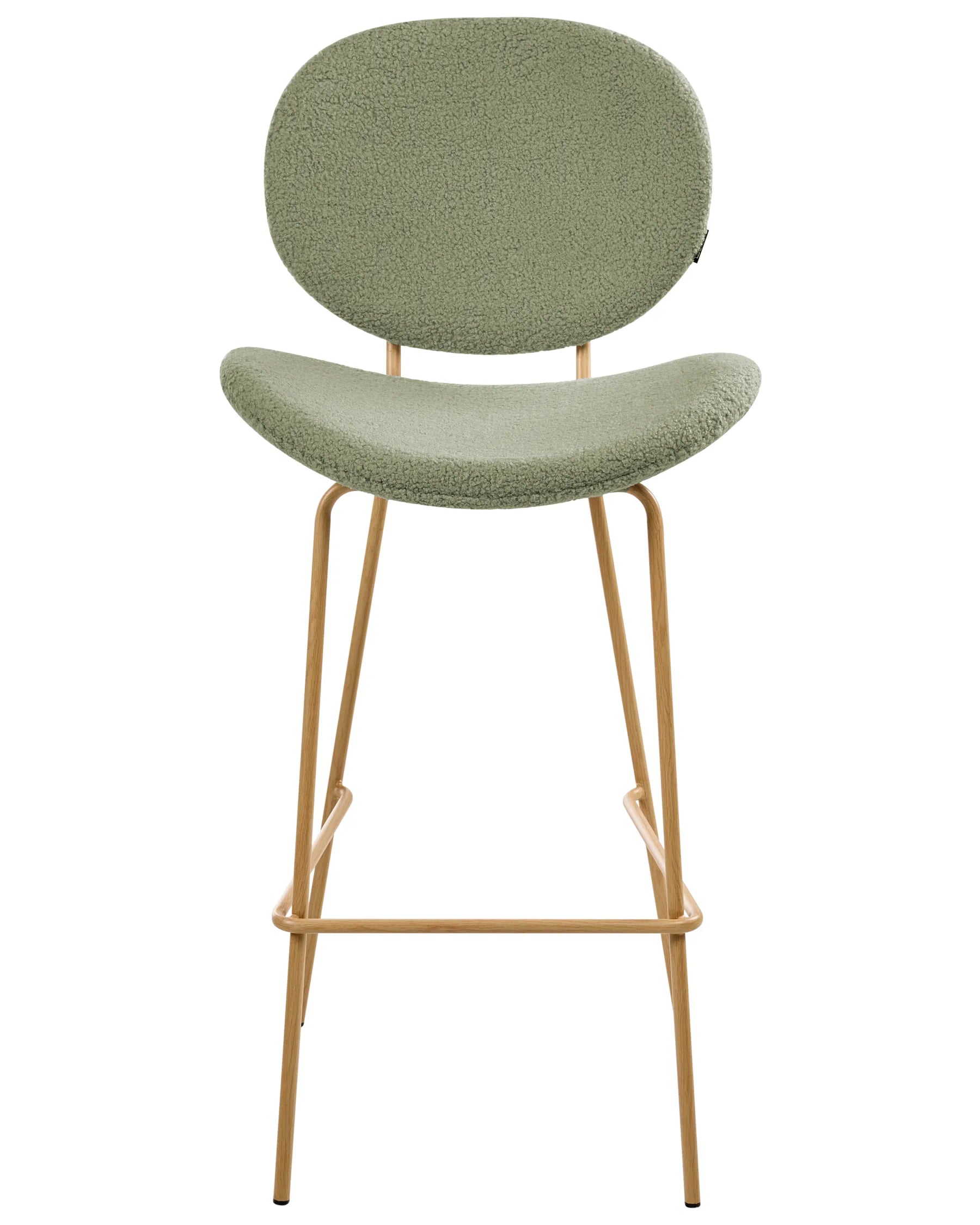 Set of 2 Bar Chairs LUANA Boucle Light Green
