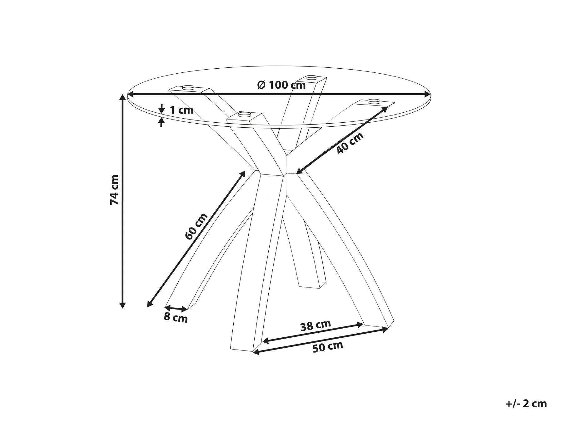 Dining Table YAPP Light Brown 100 cm 100 cm Tempered Glass