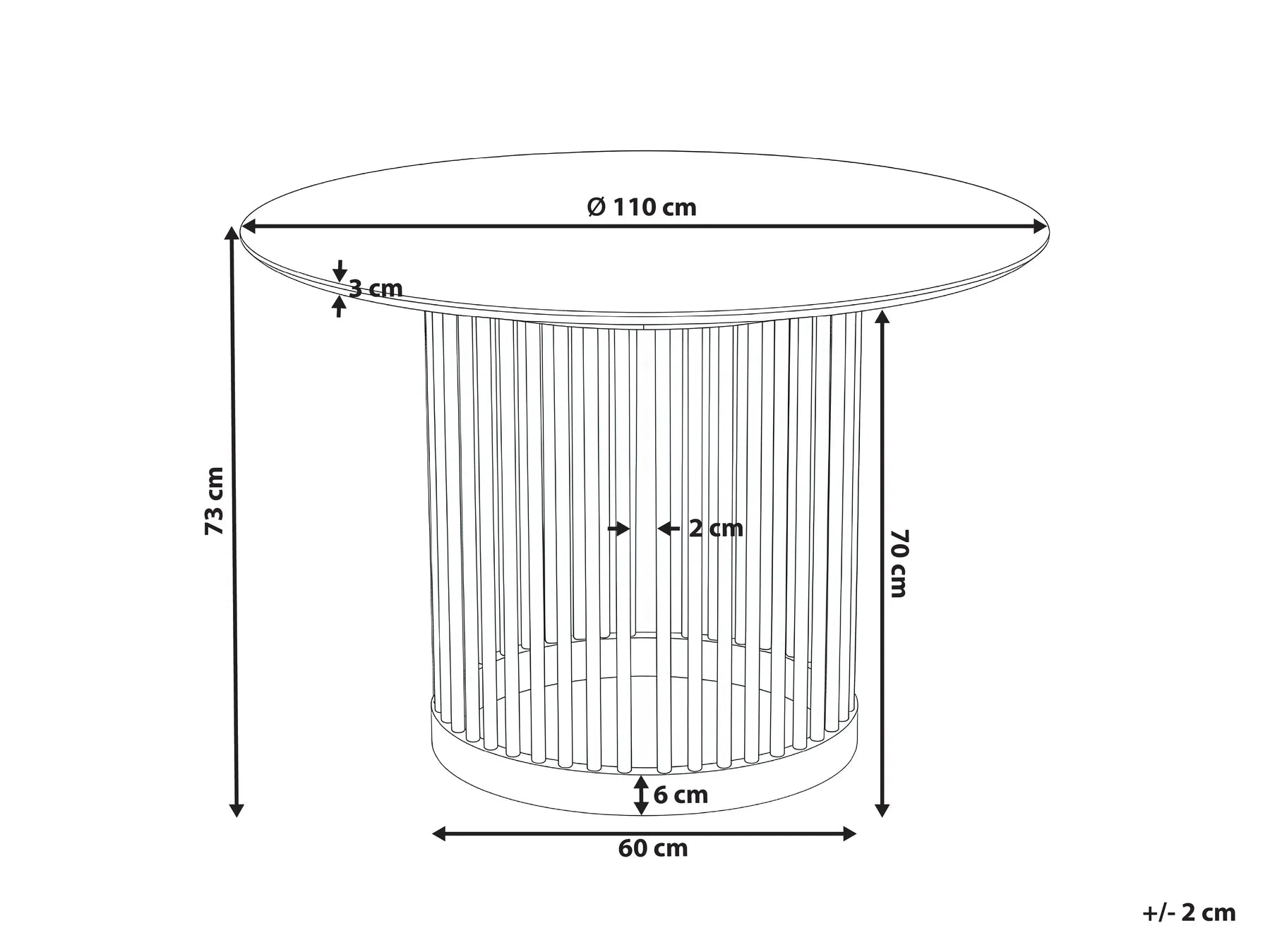 Dining Table BOYLE Light Oak 110 cm 110 cm