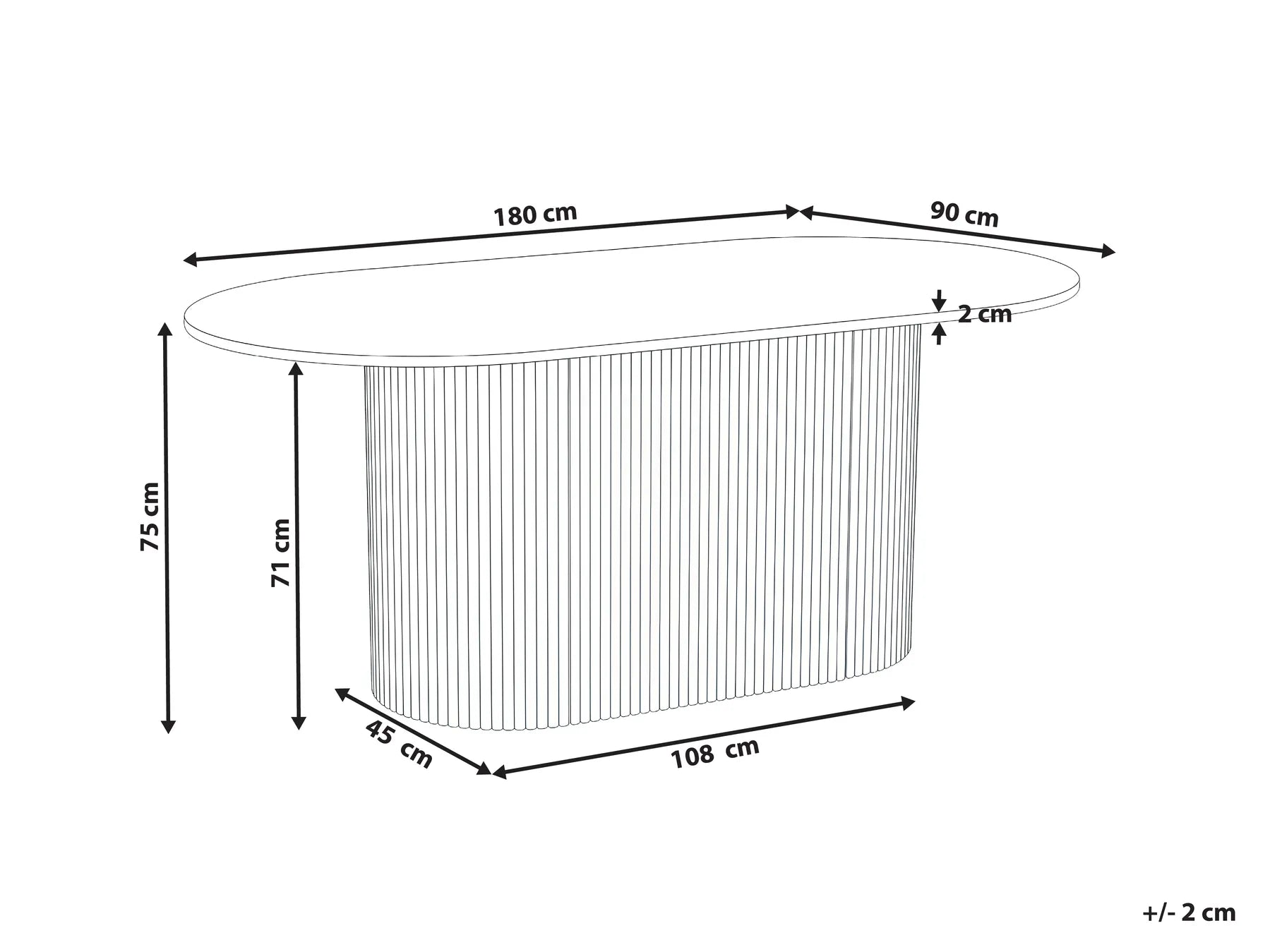 Dining Table LUNNIN Light Oak 90 cm 180 cm
