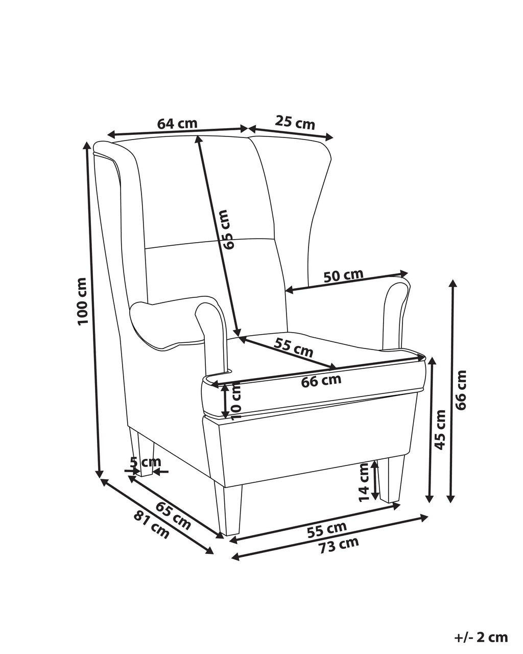 Wingback Chair ABSON Corduroy Light Beige
