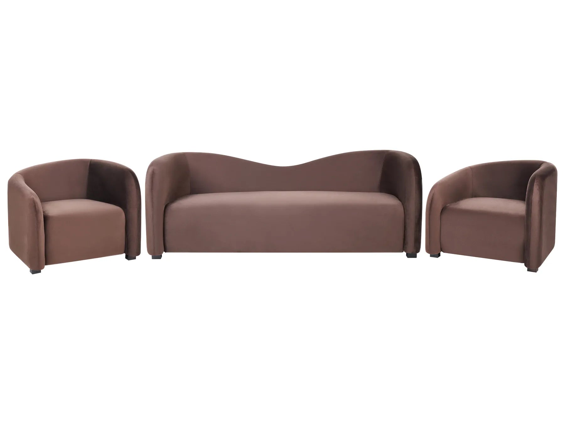 Living Room Set 5 Seater VELTADA Velvet Dark Brown