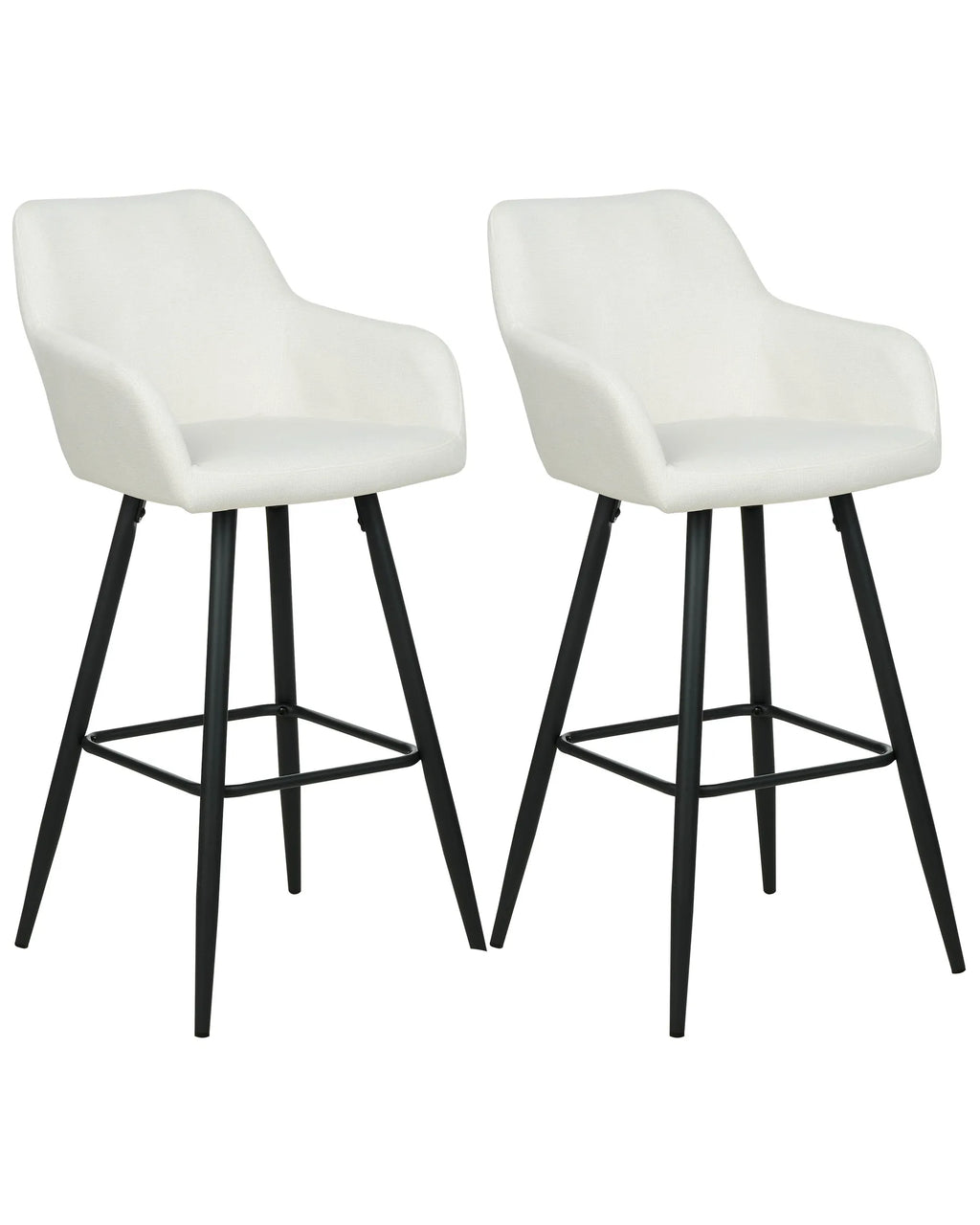 Set of 2 Bar Chairs CASMALIA Velvet Off-White