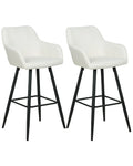 Set of 2 Bar Chairs CASMALIA Velvet Off-White