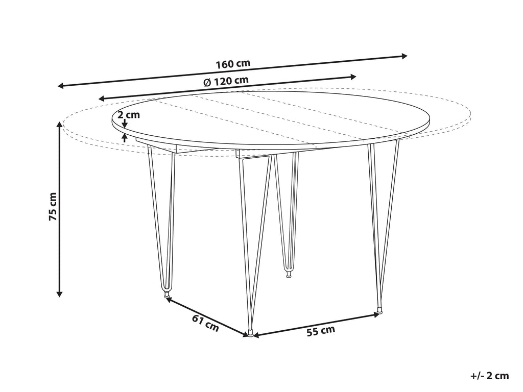 Extending Dining Table LOUISE Brown 120/160 cm 120 cm