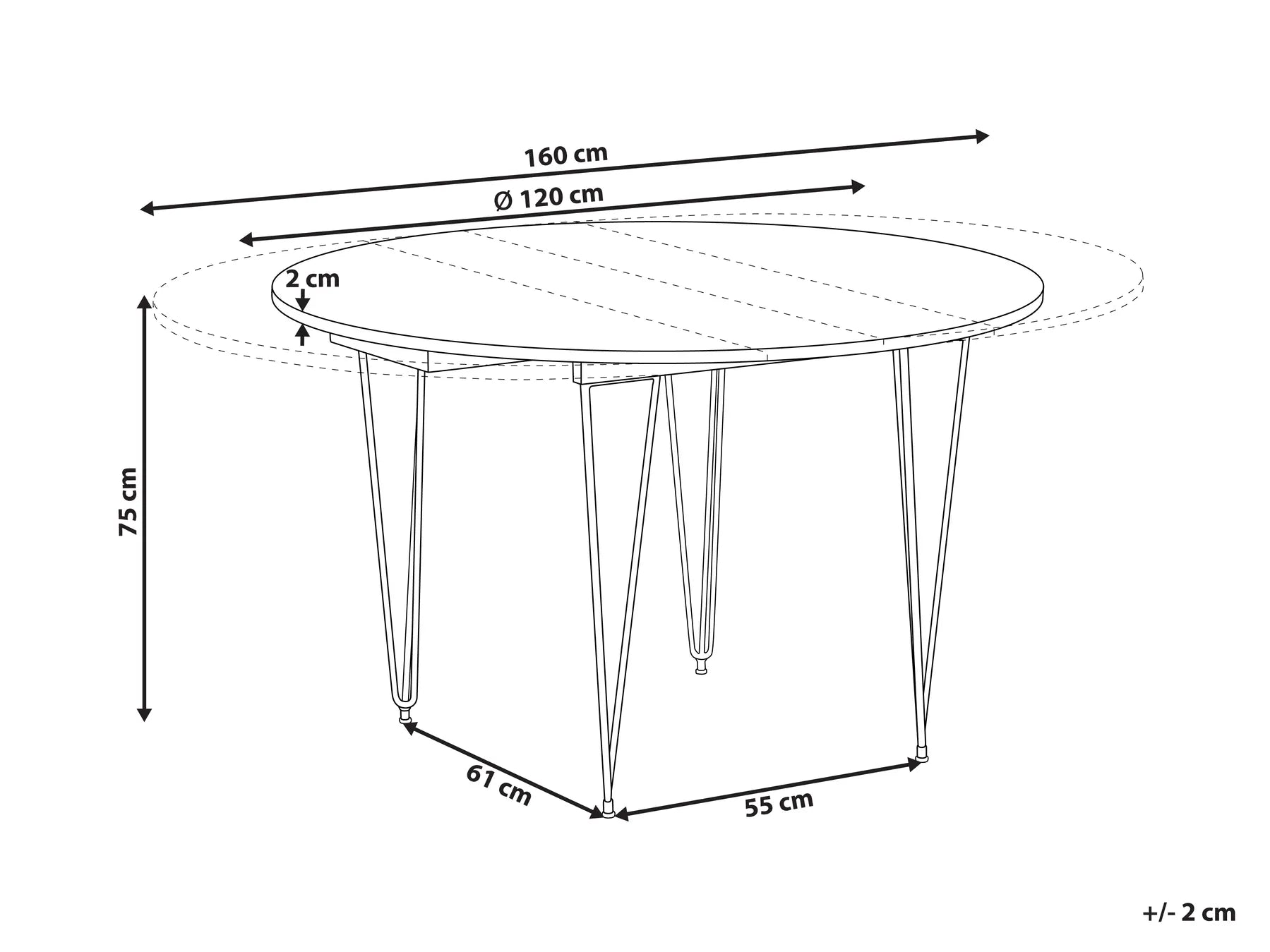 Extending Dining Table LOUISE Brown 120/160 cm 120 cm