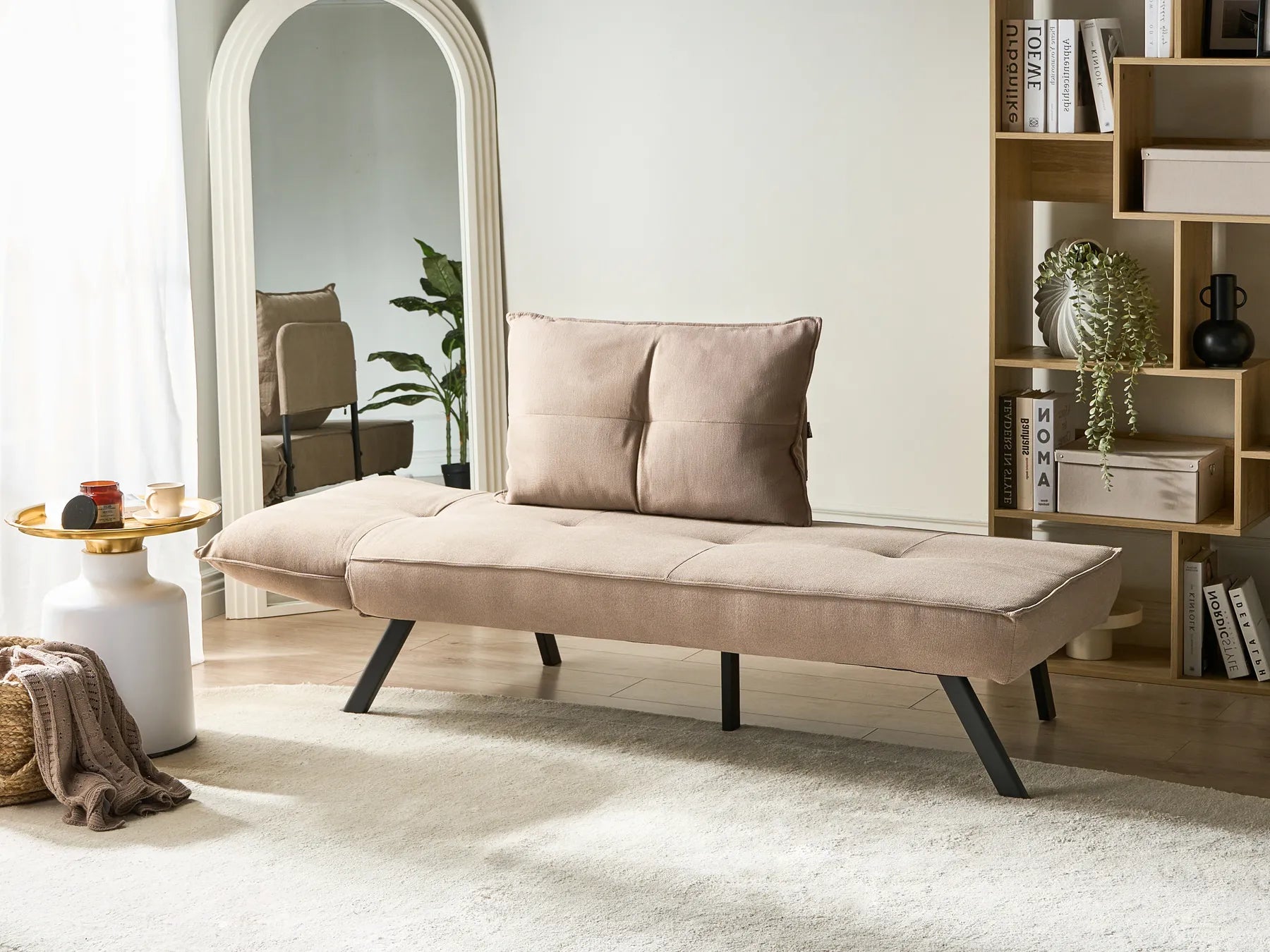 Left-Hand Chaise Lounge ROCAMADOUR Fabric Taupe