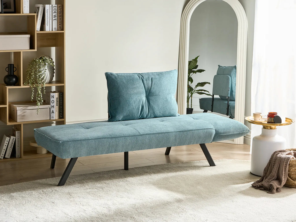 Right-Hand Chaise Lounge ROCAMADOUR Fabric Light Blue