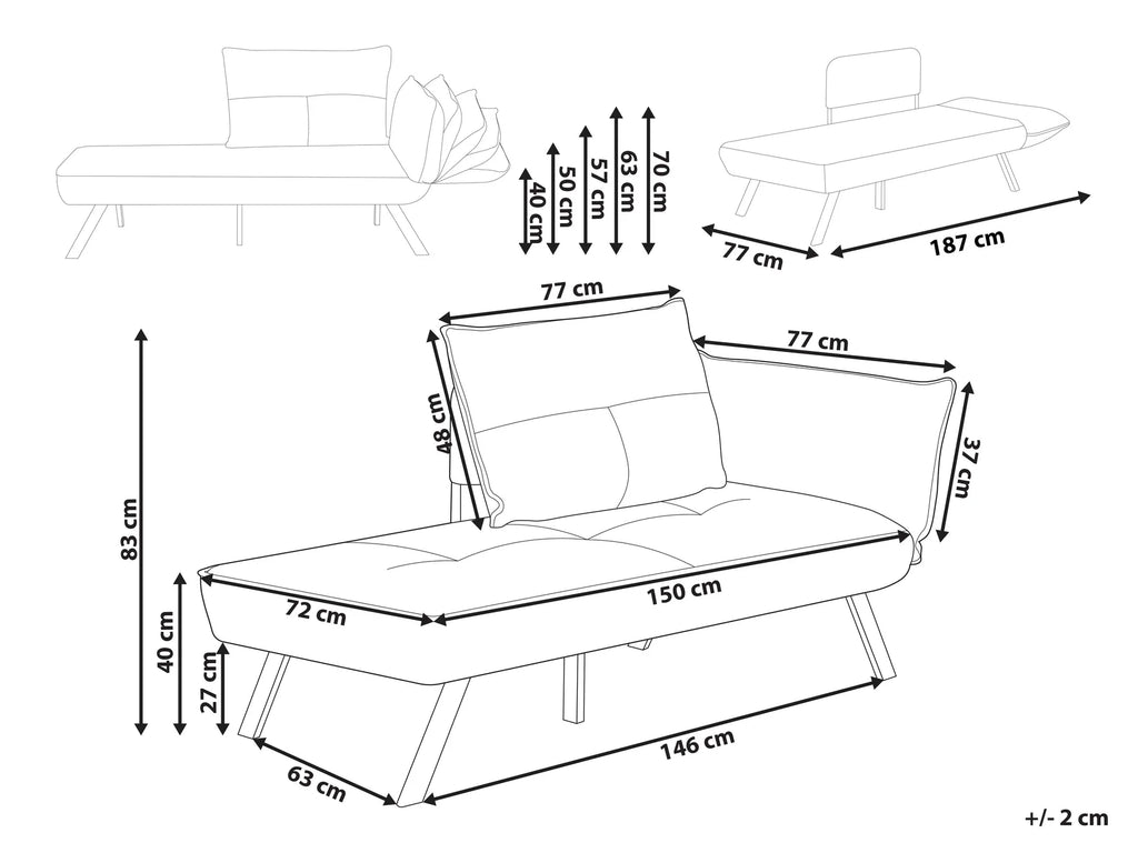 Right-Hand Chaise Lounge ROCAMADOUR Fabric Light Blue