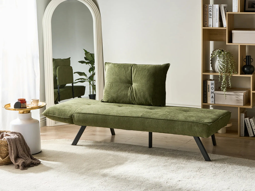 Left-Hand Chaise Lounge ROCAMADOUR Fabric Green
