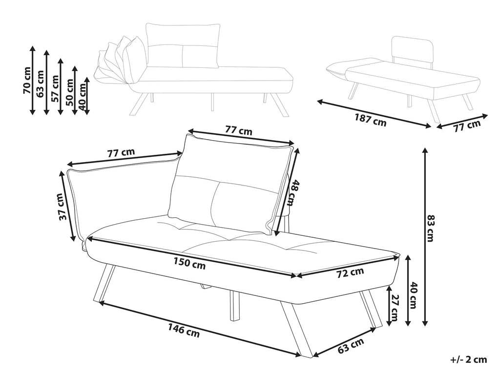 Left-Hand Chaise Lounge ROCAMADOUR Fabric Green