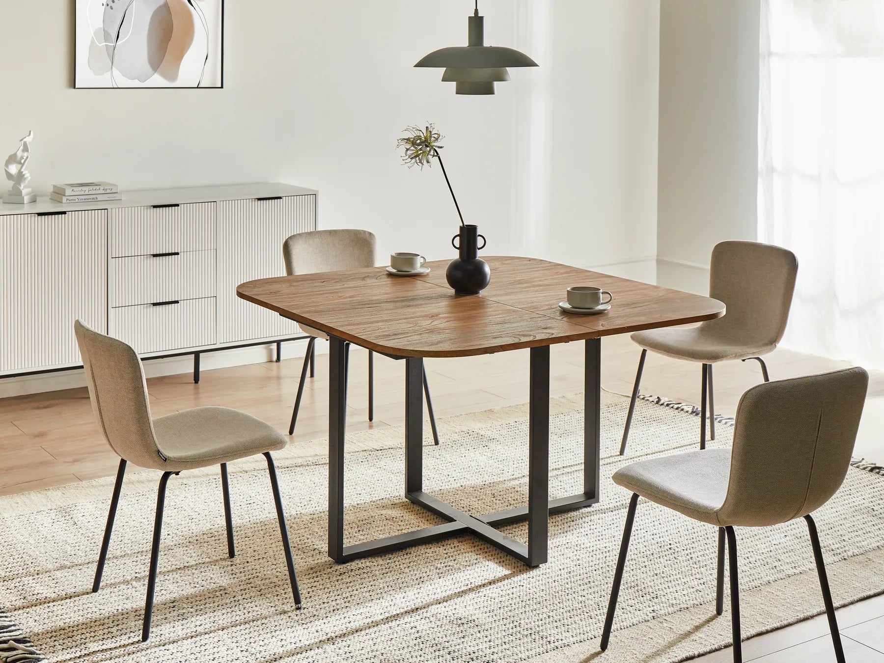 Extending Dining Table COOPER Brown 120/160 cm 120 cm