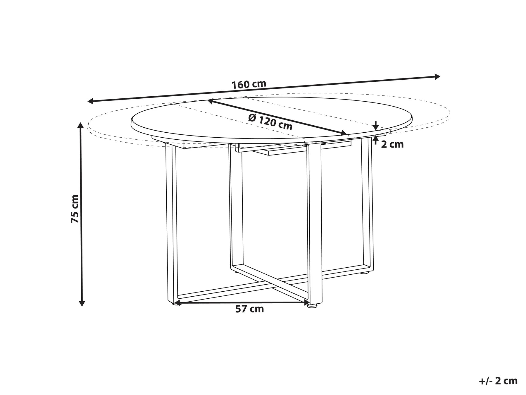 Dining Table ALEXANDRINA Brown 120/160 cm 120 cm